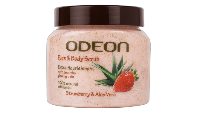 Odeon face & body scrub strawberry & aloe vera