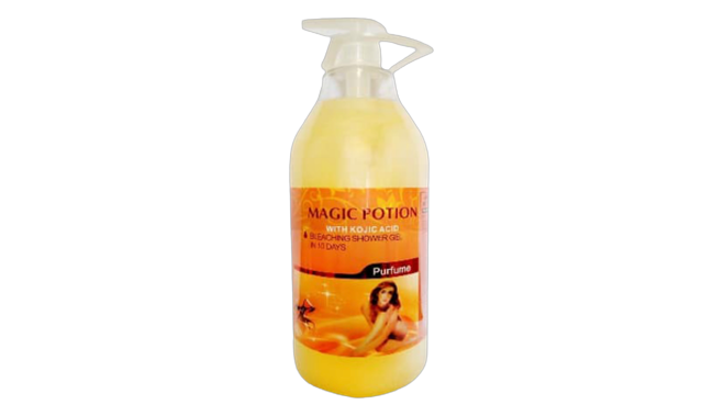 Magic potion with kojic acid shower gel.