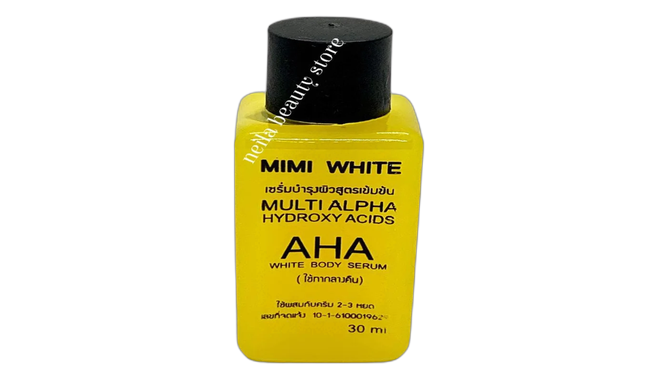 Mimi white multi alpha aha body serum