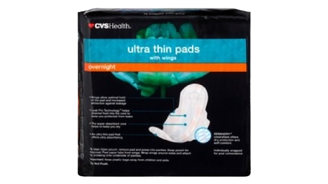 Cvs Health Ultra Thin Pads Overnight 52 Pads