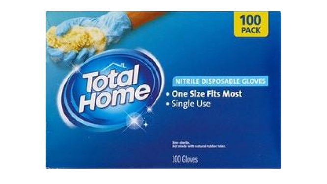 Total Home Disposale Nitrile Gloves 100 Gloves
