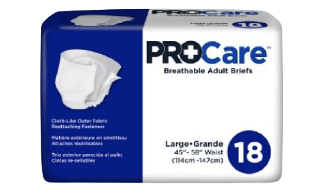 Procare Breathable Adult Briefs 18 Large 45-58