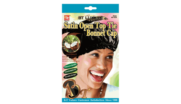Open Top Tie Satin Bonnet Cap