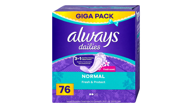 Always Dailies 3In1 Normal Fresh And Protect 76